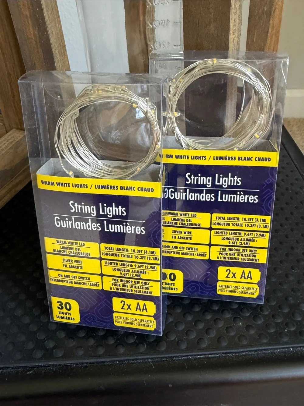 Solid Wood Fairy Lights Lanterns Handmade Set of 2 Rustic Brown